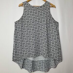Vince Camuto Women’s Black White Sleeveless High-Low Blouse | Size Medium